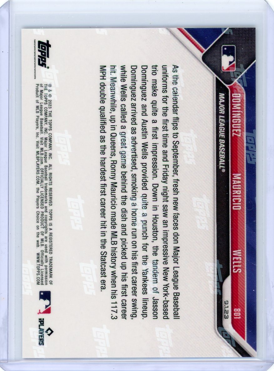 2023 Topps Now Dominguez/ Mauricio / Wells Call UP MLB Debut Card #801