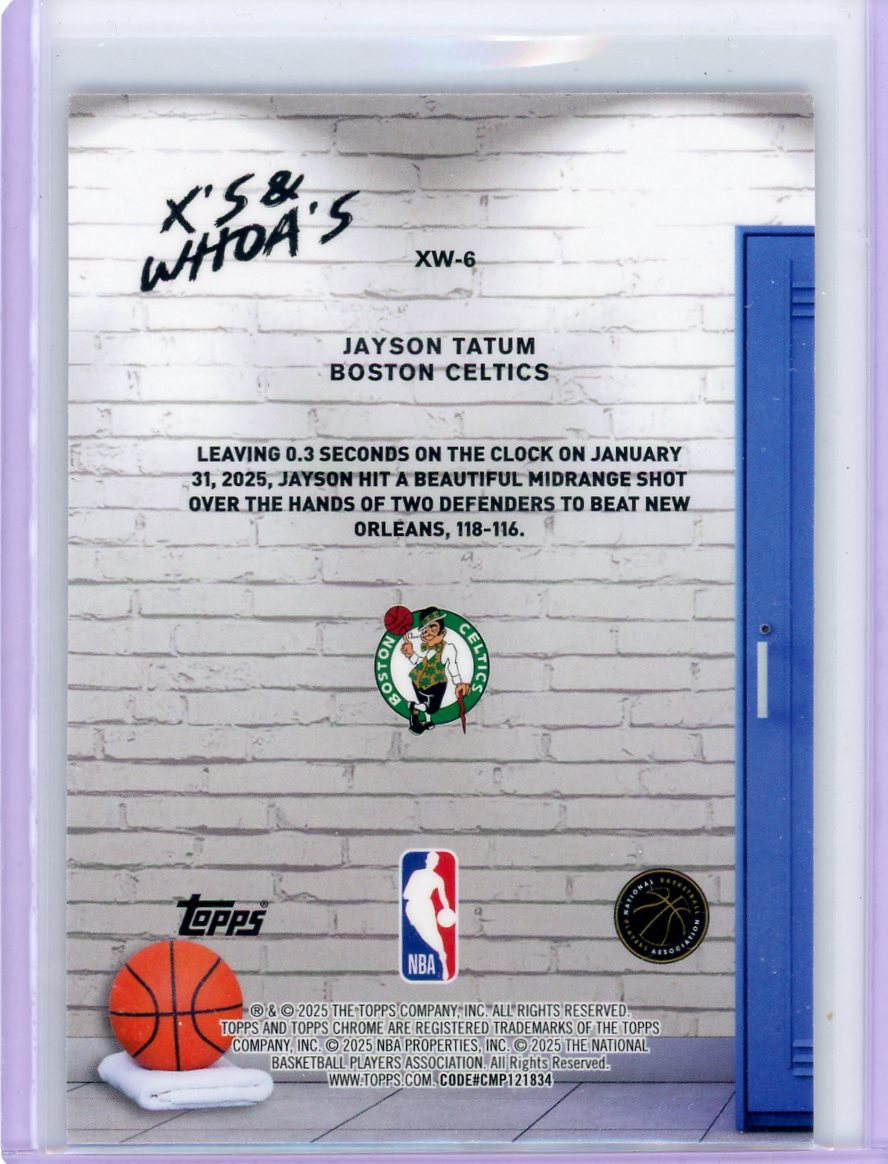Jason Tatum 2025 Topps Chrome X's & Whoa's Purple #'d 12/75