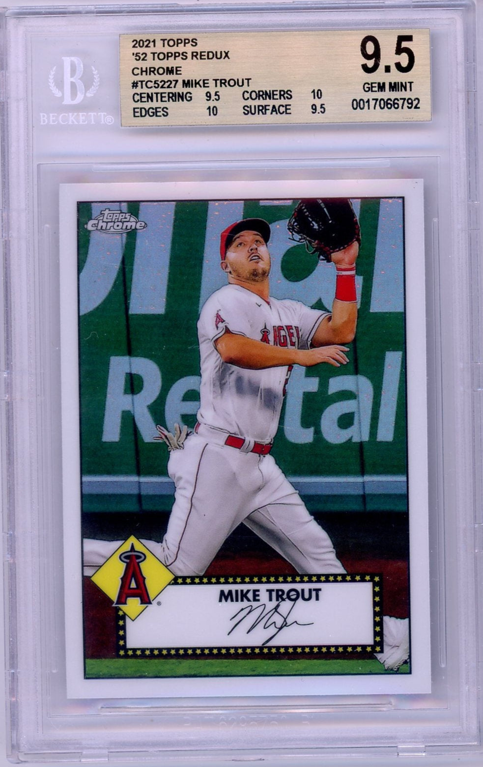 Mike Trout 2021 Topps Chrome '52 Redux BGS 9.5
