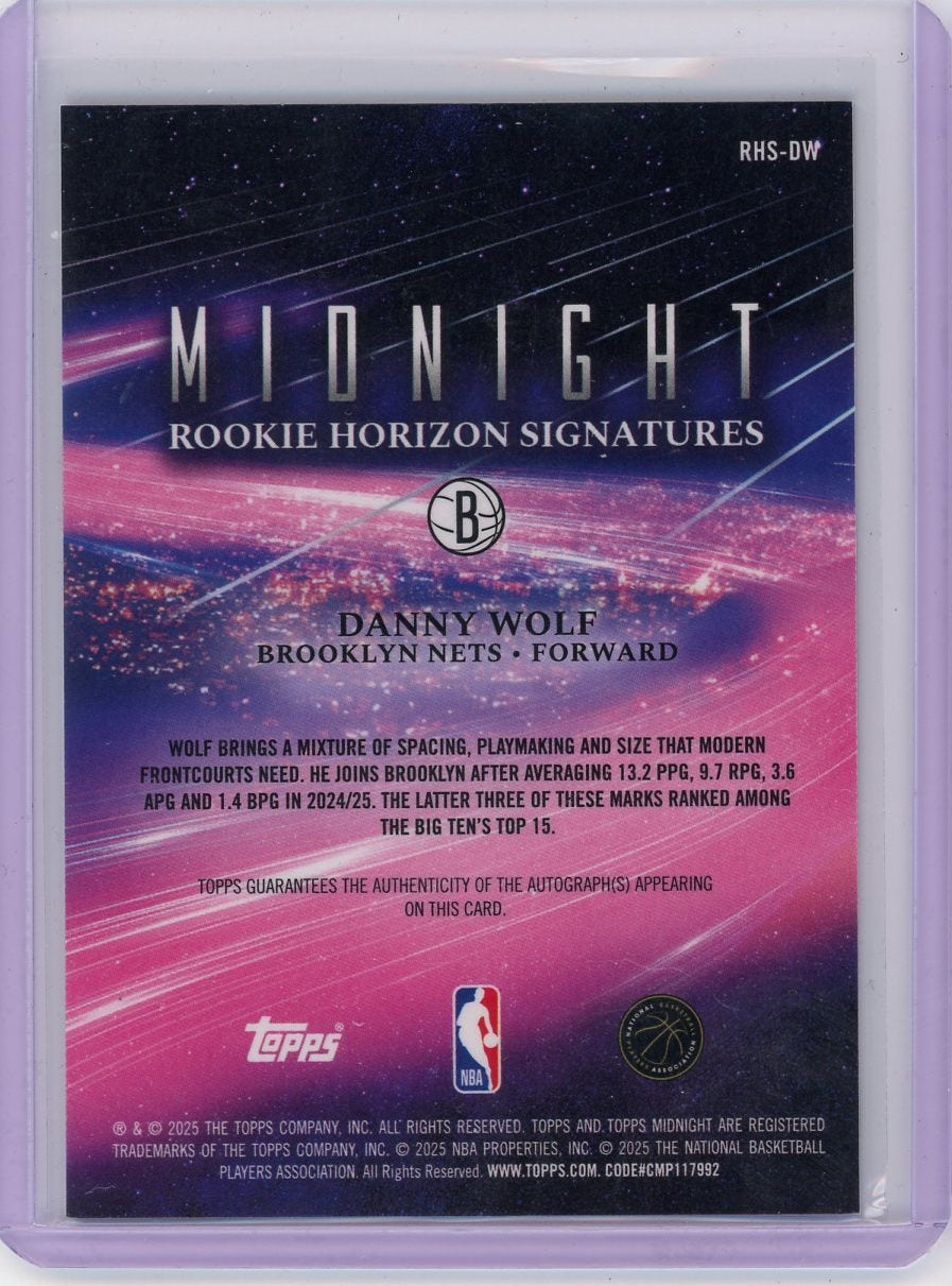 Danny Wolf 2025 Topps Midnight Rookie Autograph