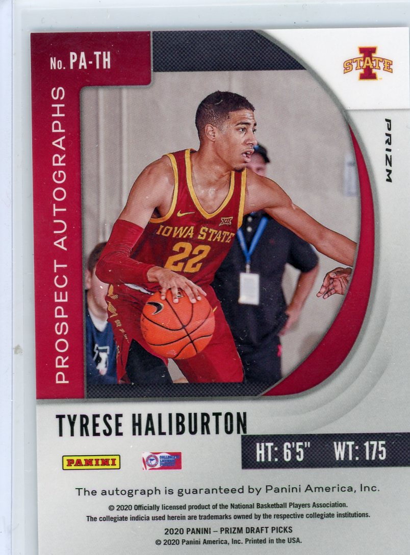 Tyrese Haliburton 2020-21 Panini Prizm Draft Picks Fast Break autograph rookie card