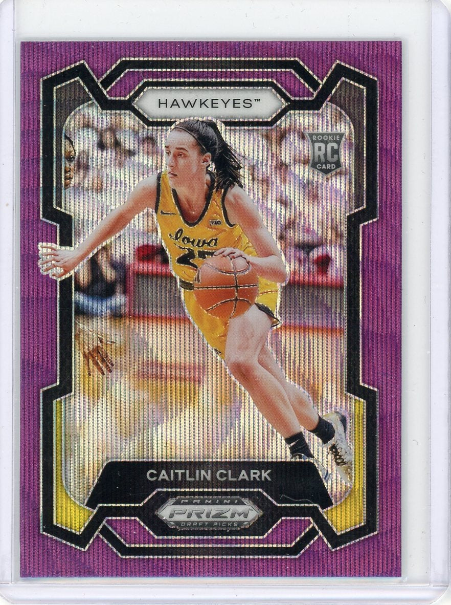 Caitlin Clark 2024 Panini Prizm Draft Picks Purple Wave RC