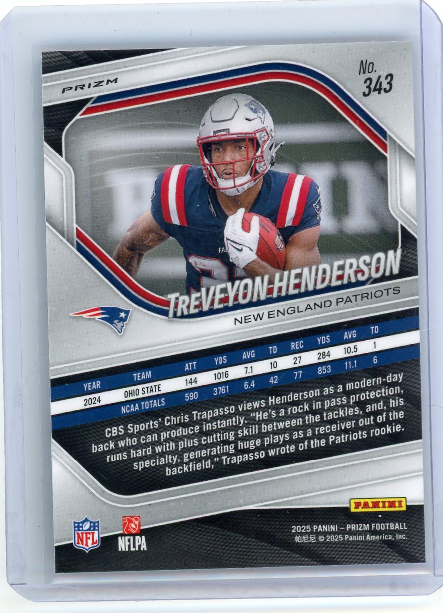 TreVeyon Henderson 2025 Panini Prizm Silver Lazer RC
