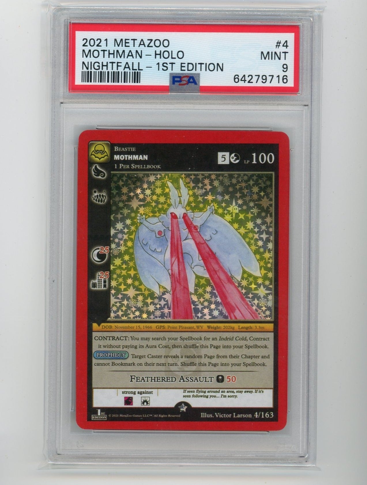 Mothman Holo 2021 MetaZoo NightFall 1st Edition PSA 9