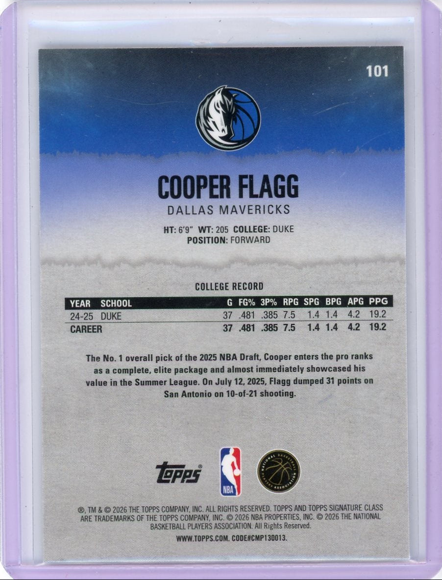 Cooper Flagg 2025-26 Topps Signature Class Pandora RC