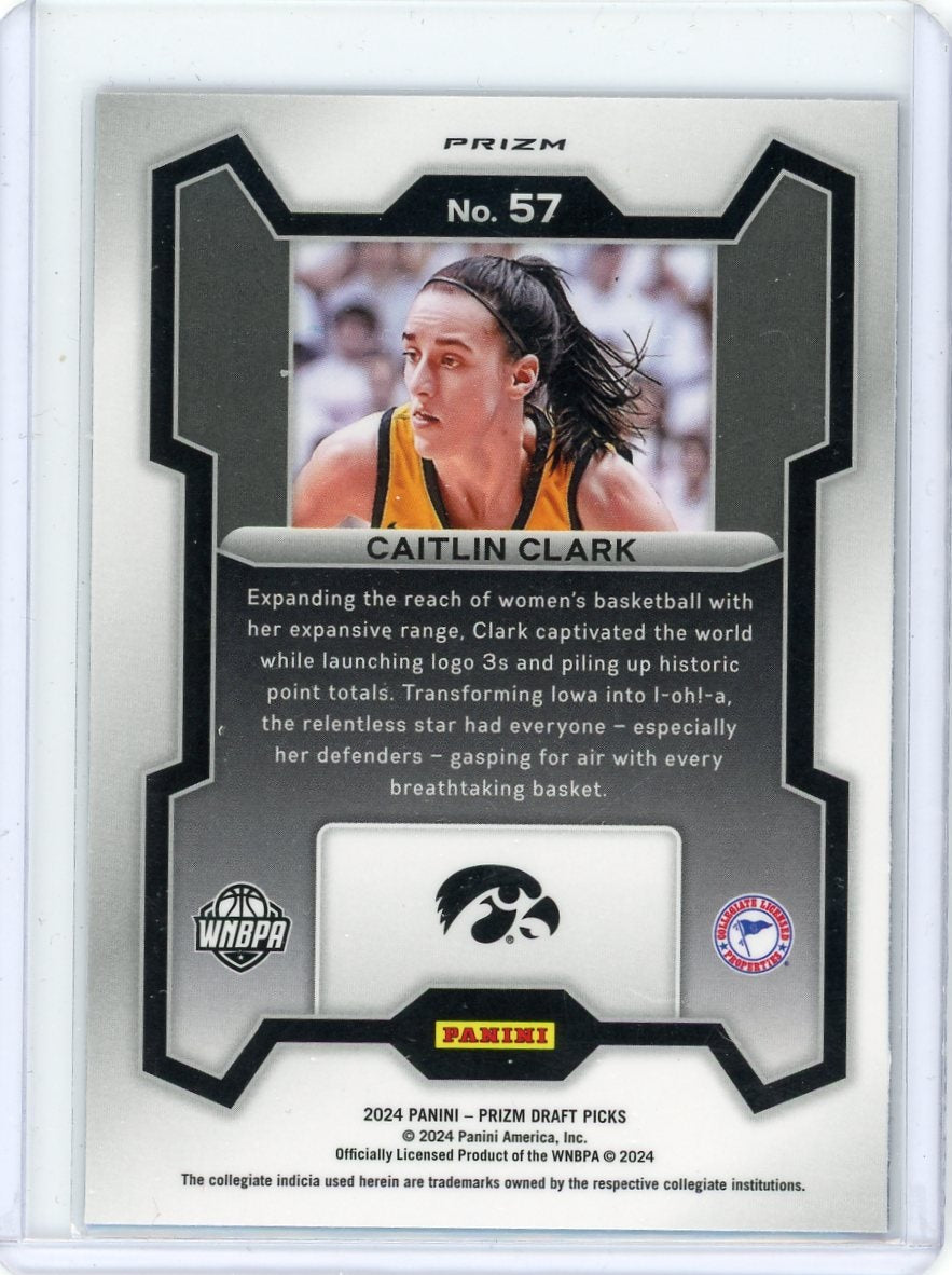 Caitlin Clark 2024 Panini Prizm Draft Picks Purple Wave RC