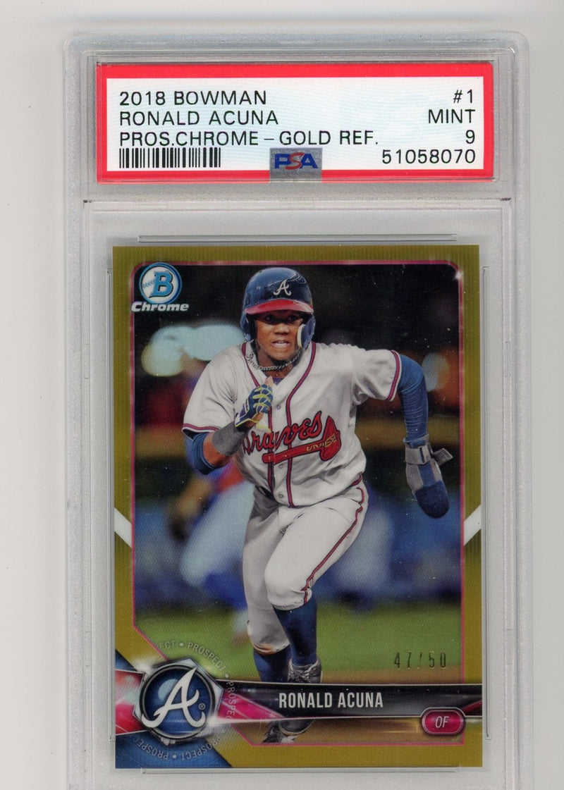 Ronald Acuna Jr. 2018 Bowman Chrome Gold Refractor PSA 9 /50