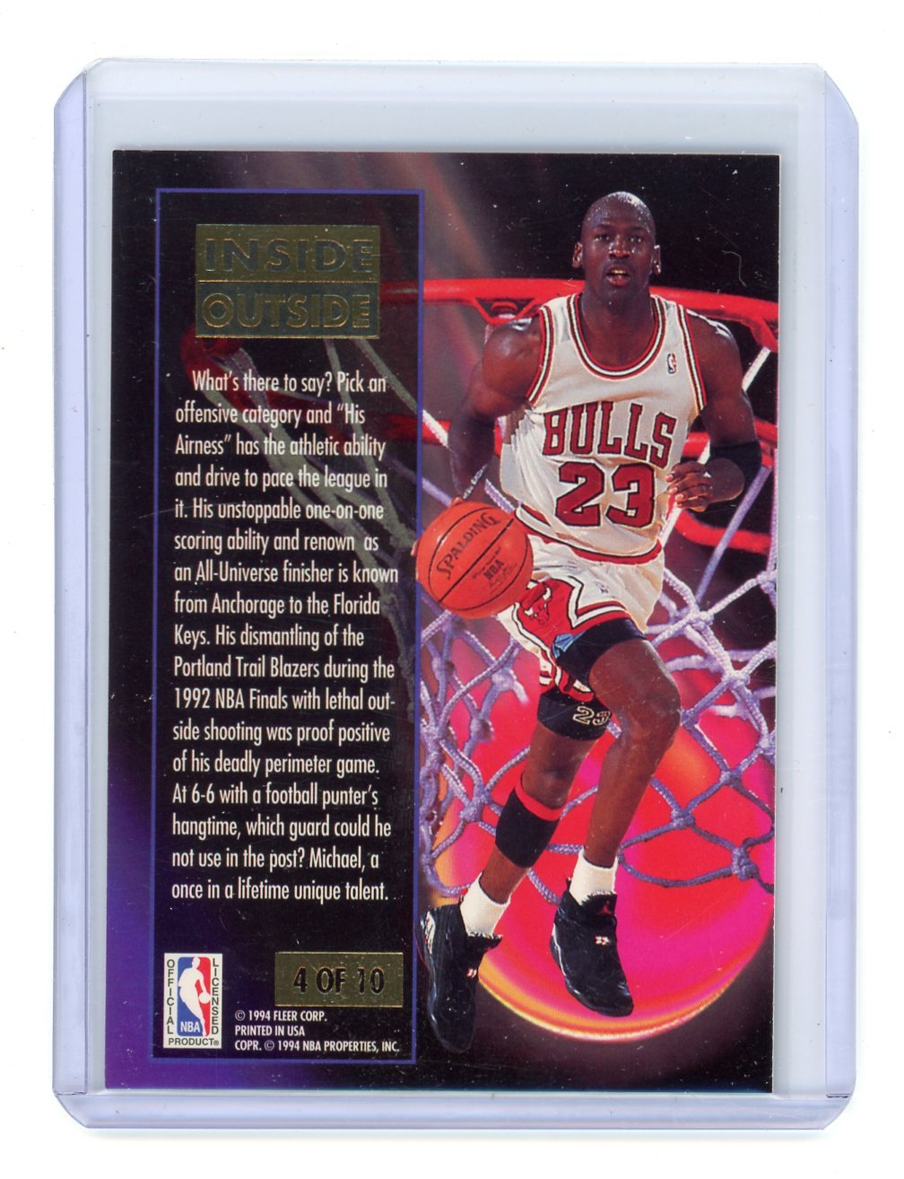 Michael Jordan 1993-94 Fleer Ultra Inside Outside – Piece Of The Game