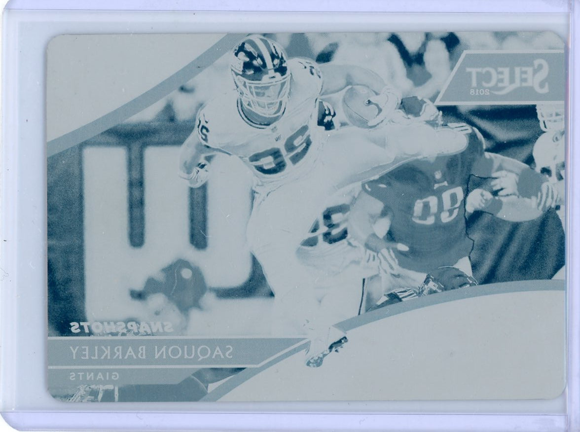 Saquon Barkley 2019 Panini Plates & Patches Select Snapshots Cyan Plate #'d 1/1