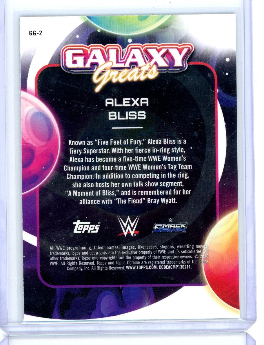 Alexa Bliss 2026 Topps Cosmic Chrome Galaxy Greats Blue Moon #'d 22/99