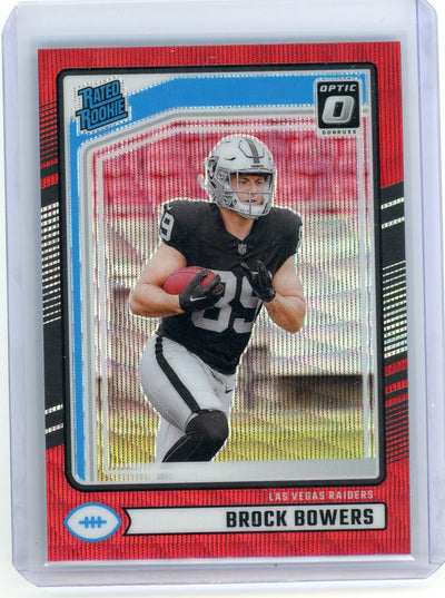 Brock Bowers 2024 Panini Donruss Optic red wave prizm rookie card