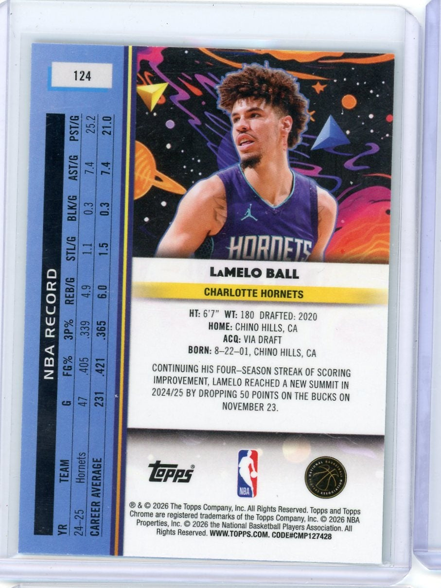 LaMelo Ball 2025-26 Topps Chrome Cosmic Aqua Equinox Refractor #'d 125/199