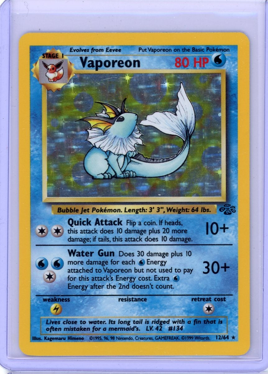 Vaporeon 1999 Pokémon Jungle Holo Rare #12/64 LP