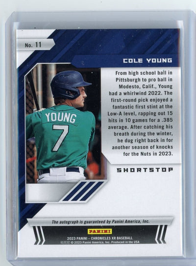 Cole Young 2023 Panini Chronicles XR autograph #'d 41/50