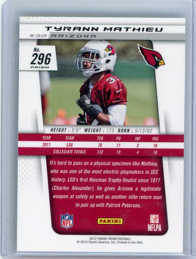 Tyrann Mathieu 2013 Panini Prizm camo prizm rookie card