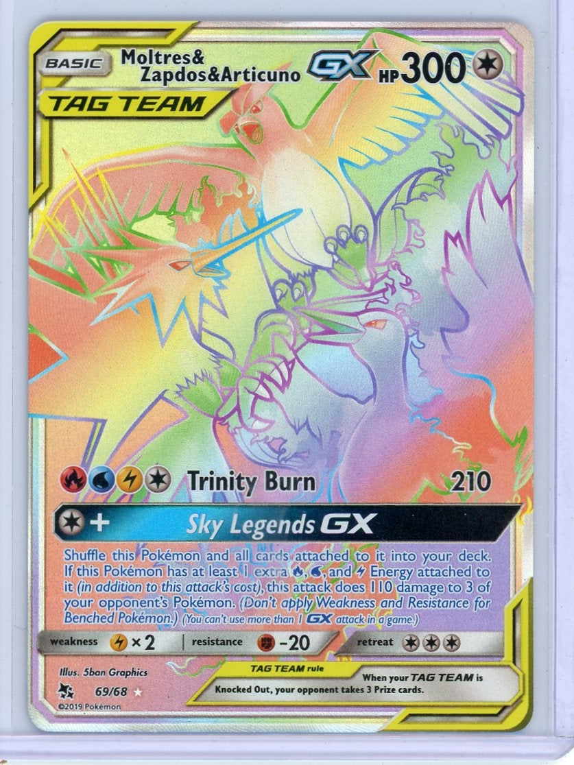 Moltres & Zapdos & Articuno GX Pokémon Hidden Fates Rainbow Tag Team #69/68