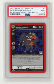 Headless Horseman 2021 MetaZoo Pin Club NightFall Mystery Collection Holo PSA 9