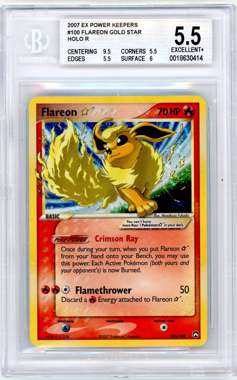 Flareon Gold Star 2007 Pokémon Power Keepers BGS 5.5