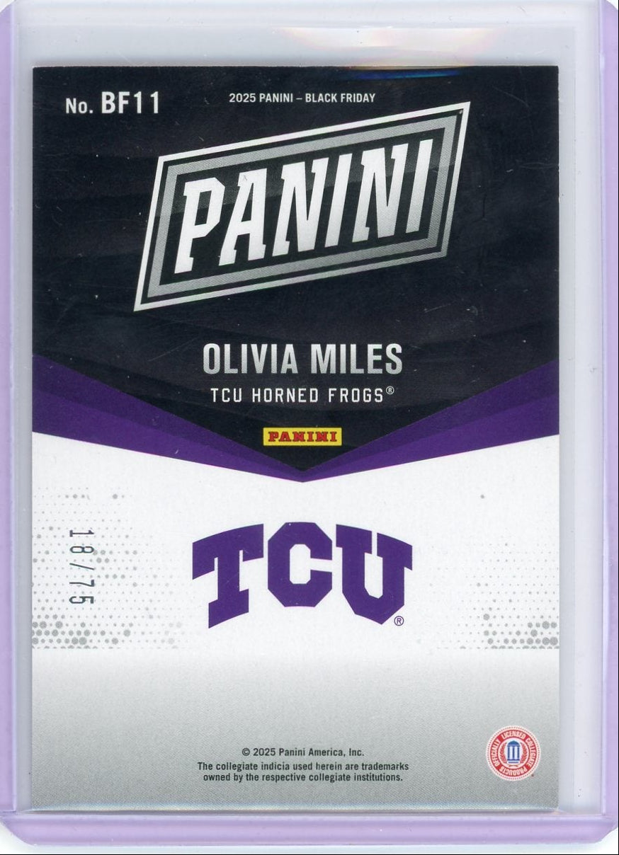 Olivia Miles 2025 Panini Black Friday Red Drip #'d 18/75