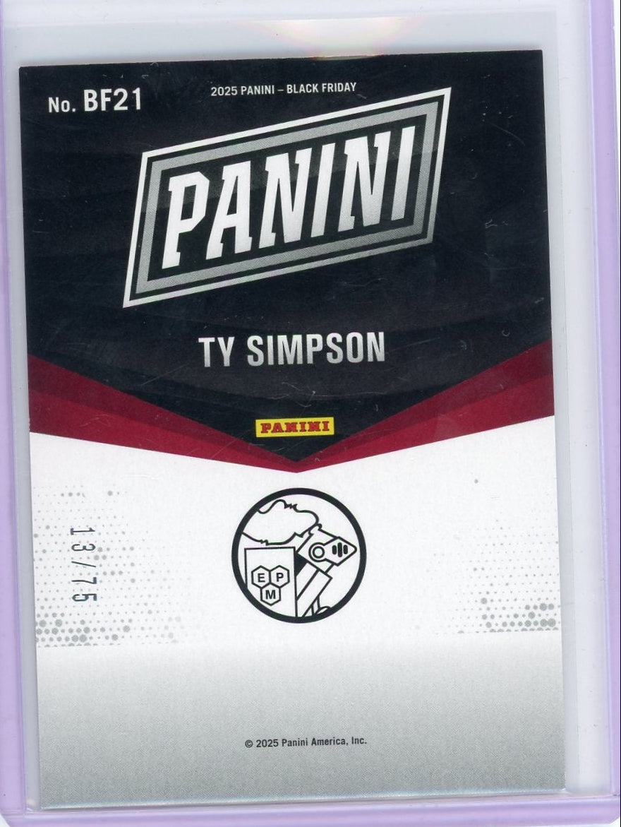 Ty Simpson 2025 Panini Black Friday Red Drip #'d 13/75