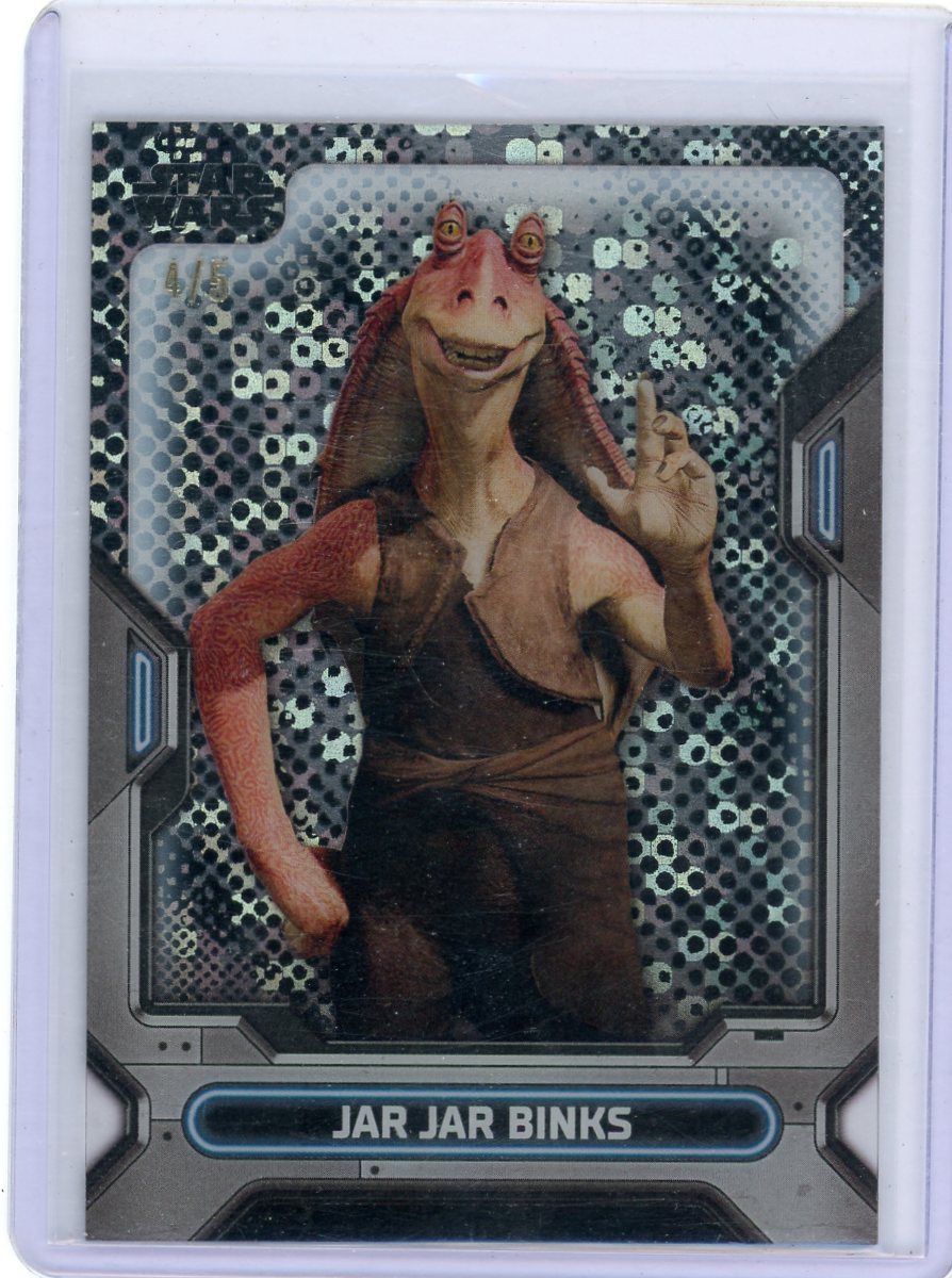 Jar Jar Binks 2023 Topps Star Wars High Tek Pattern 3 Black Stardust #'d 4/5