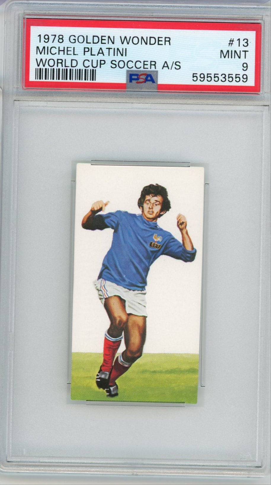 Michel Platini 1978 Golden Wonder World Cup Soccer A/S PSA 9