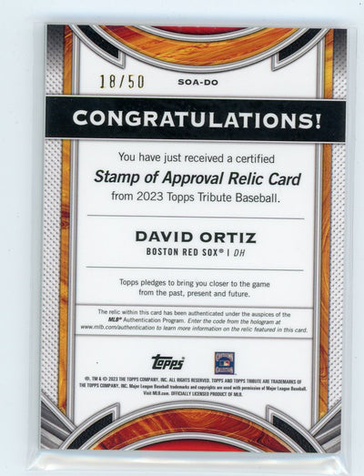David Ortiz 2023 Topps Tribute Stamp of Approval Relic #'d 18/50