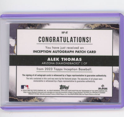 Alek Thomas 2023 Topps Inception autograph relic #'d 036/149