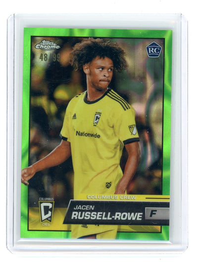 Jacen Russell-Rowe 2023 Topps Chrome MLS neon green lava ref. rookie card #'d 48/99