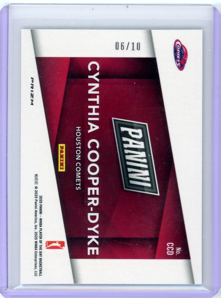 Cynthia Cooper-Dyke 2025 Panini WNBA Player of the Day Splash of Color Silver Vinyl #'d 06/10