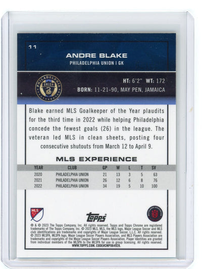 Andre Blake 2023 Topps Chrome MLS gold mini diamond refractor #'d 05/50