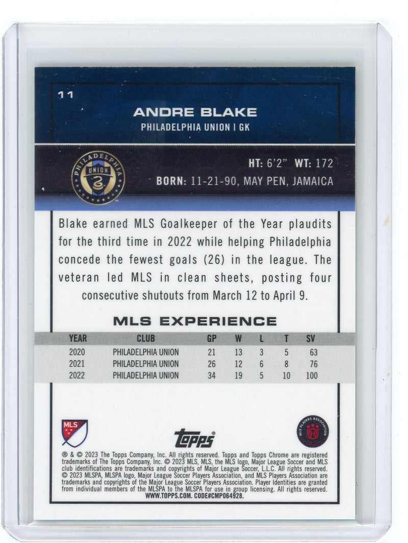 Andre Blake 2023 Topps Chrome MLS gold mini diamond refractor 