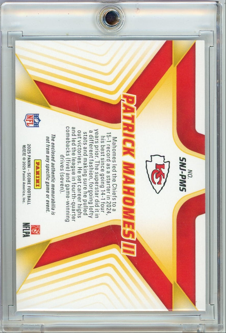 Patrick Mahomes 2025 Panini Score Stars jersey relic