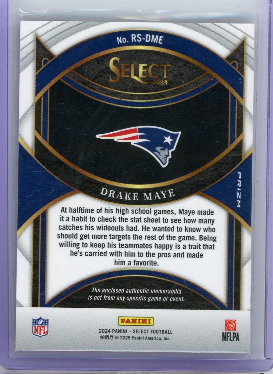 Drake Maye 2024 Panini Select Rookie Swatches red prizm rc