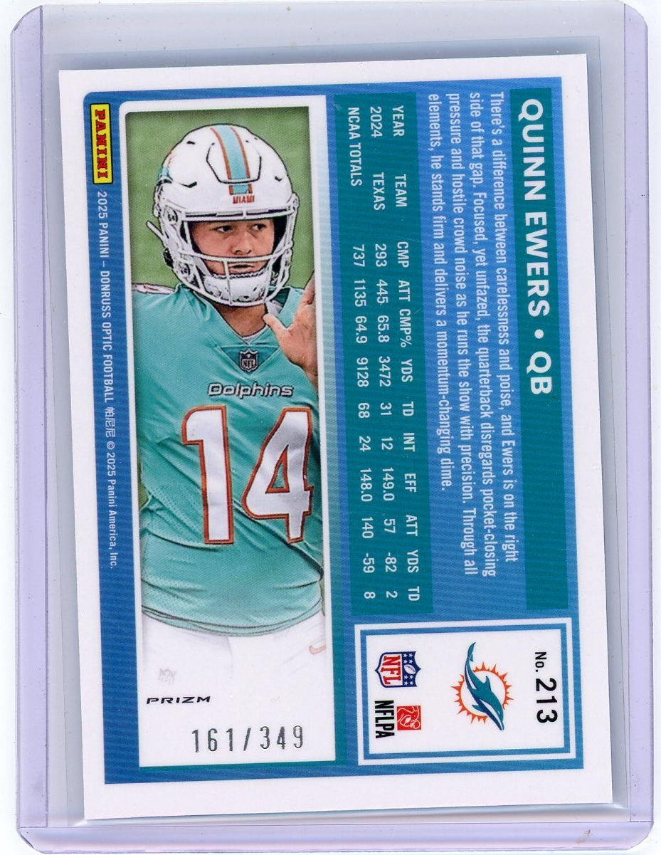 Quinn Ewers 2025 Panini Donruss Optic Rated Rookie Aqua #'d 161/349