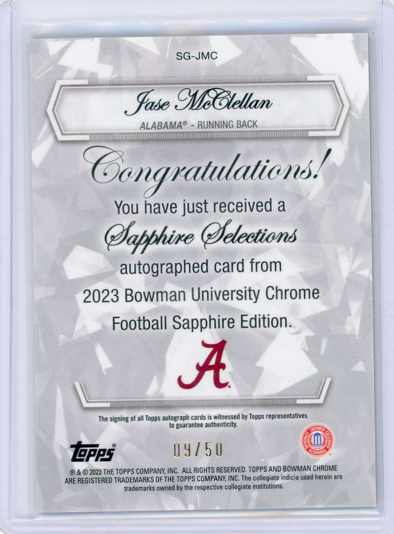 Jase McClellan 2023 Bowman Chrome Sapphire Selections auto gold ref. 
