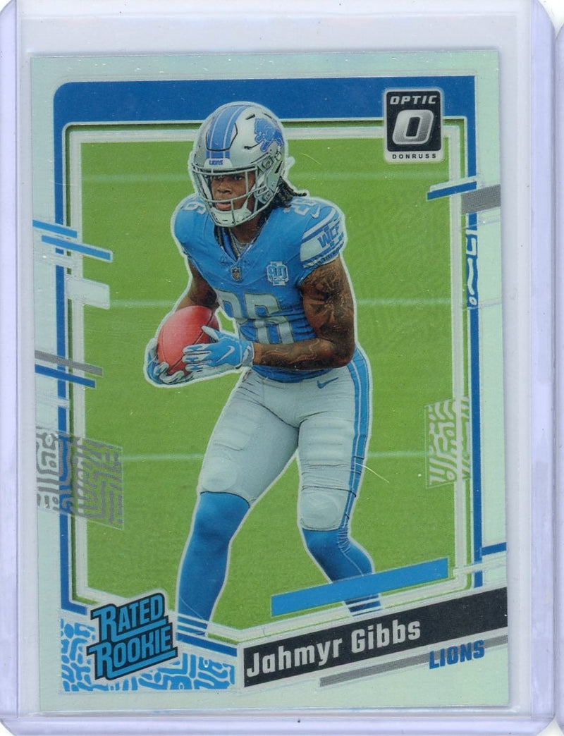 Jahmyr Gibbs 2023 Donruss Optic Rated rookie Holo Prizm 