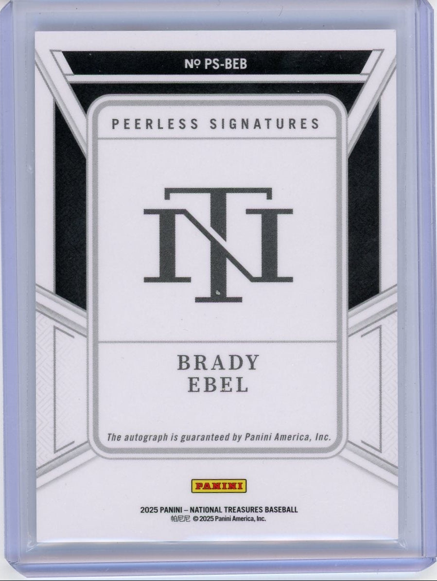 Brady Ebel 2025 Panini National Treasures Baseball Peerless Signatures #'d 18/25