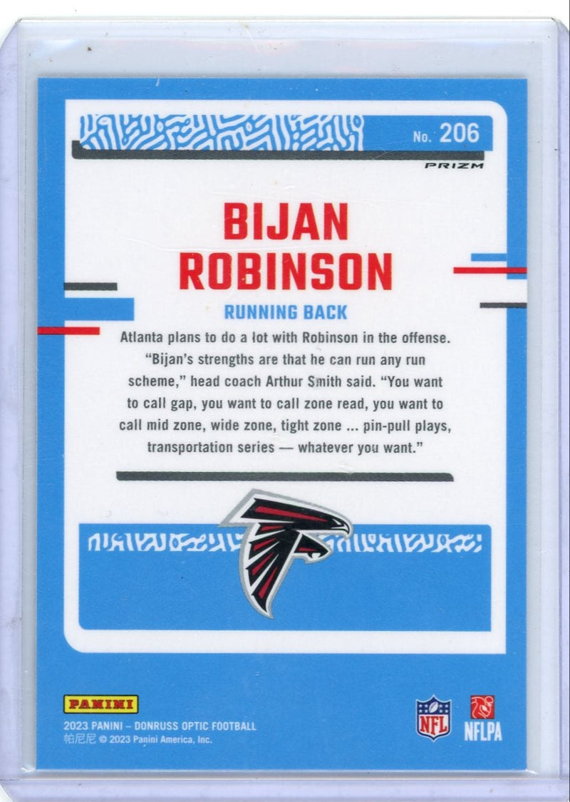 Bijan Robinson 2023 Donruss Optic Rated rookie Holo Prizm 