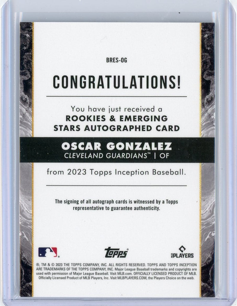 Oscar Gonzalez 2023 Topps Inception autograph rookie card 