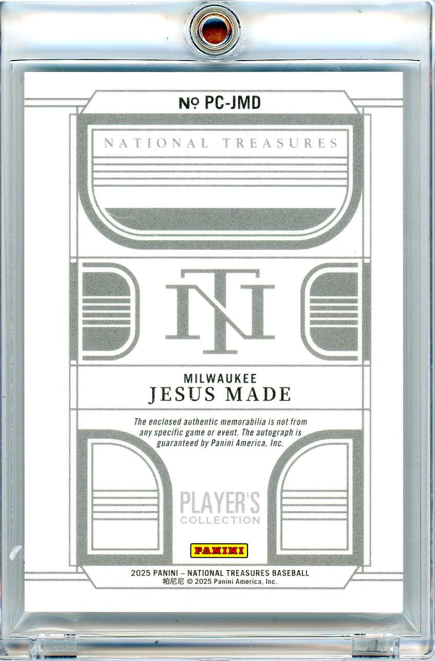 Jesus Made 2025 Panini National Treasures Baseball Player's Collection Patch Autograph #'d 38/99