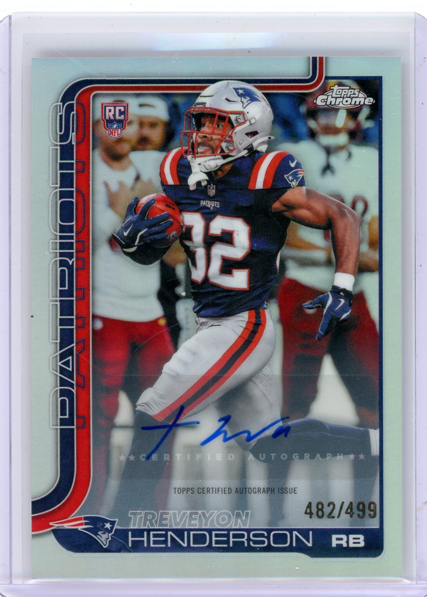 Treveyon Henderson 2025 Topps Chrome Autograph Refractor RC #'d 482/499