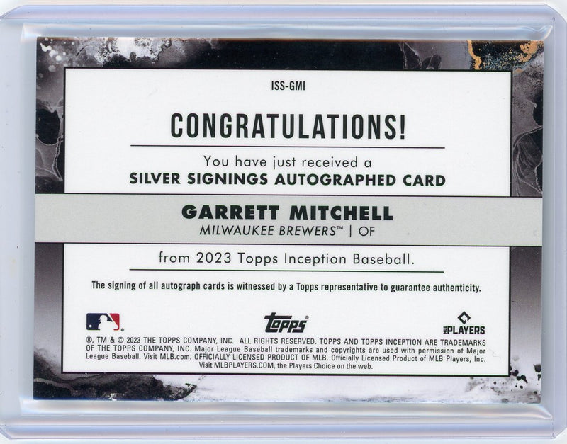 Garrett Mitchell 2023 Topps Inception Silver Signings autograph 