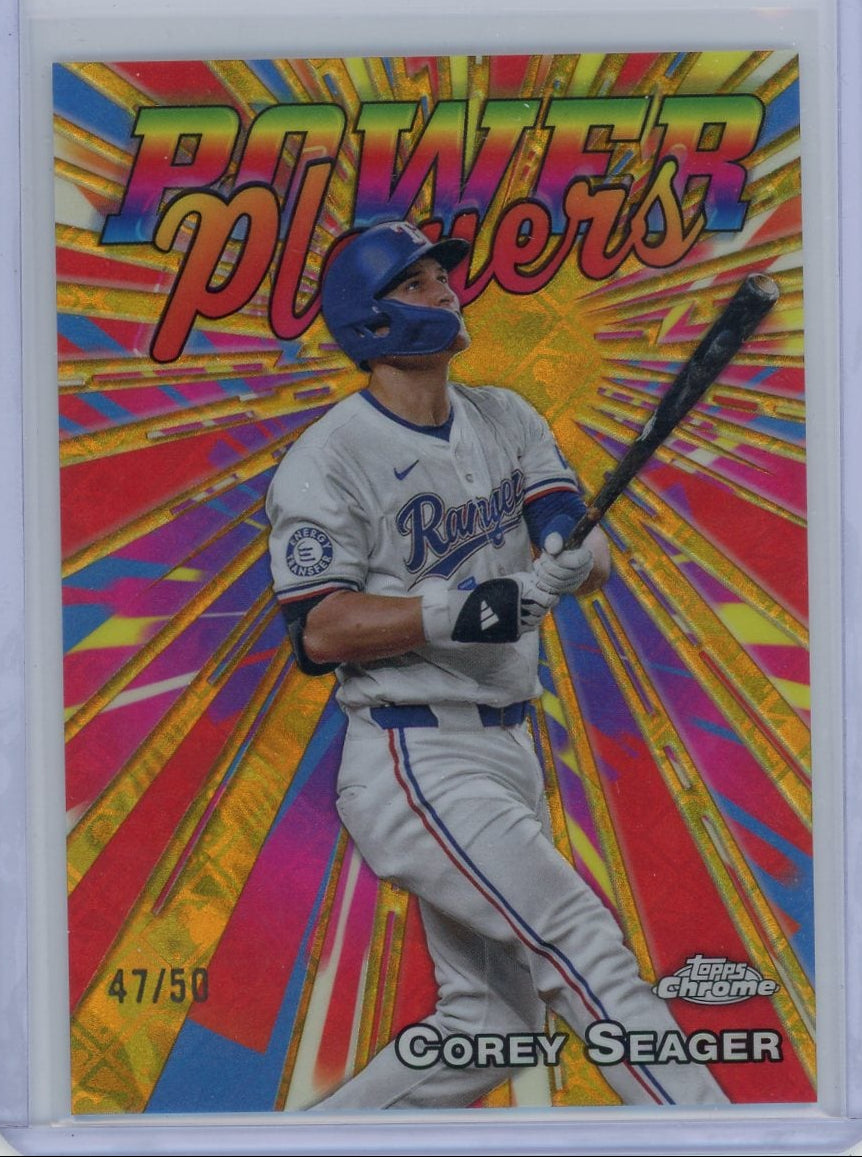 Corey Seager 2025 Topps Chrome Logofractor Power Players Gold #'d 47/50