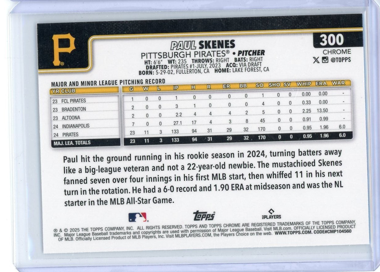 Paul Skenes 2025 Topps Chrome Logofractor Image Variation #300