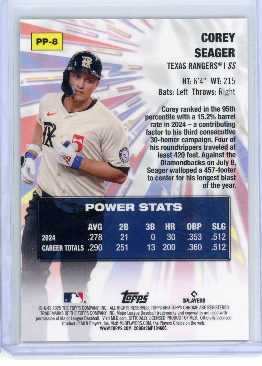 Corey Seager 2025 Topps Chrome Logofractor Power Players Gold #'d 47/50
