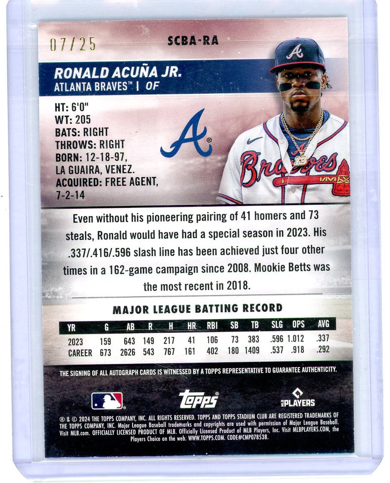 Ronald Acuna Jr. 2024 Topps Stadium Club autograph black 