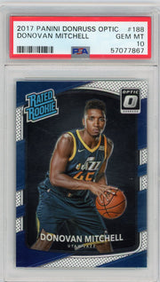 Donovan Mitchell 2017 Panini Donruss Optic rookie card PSA 10