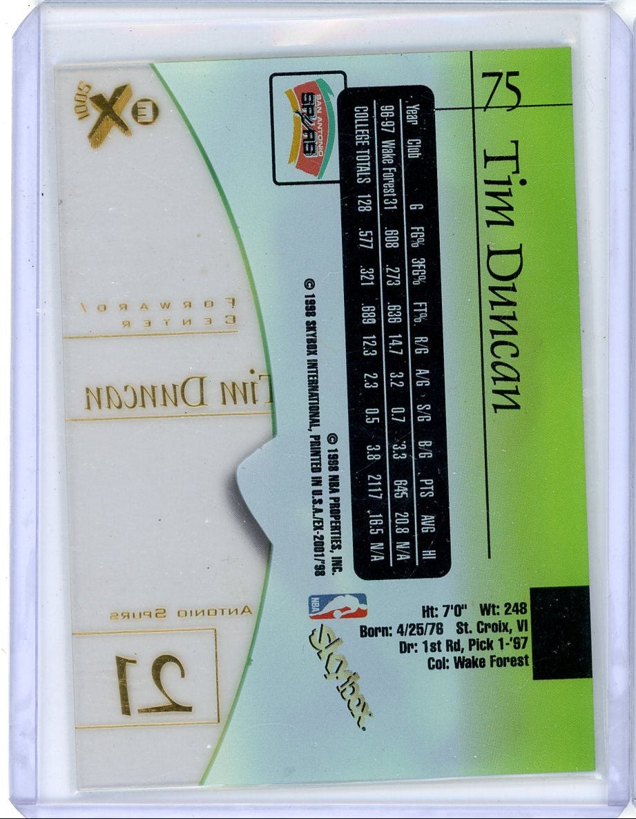 Tim Duncan 1998 SkyBox eX rookie card