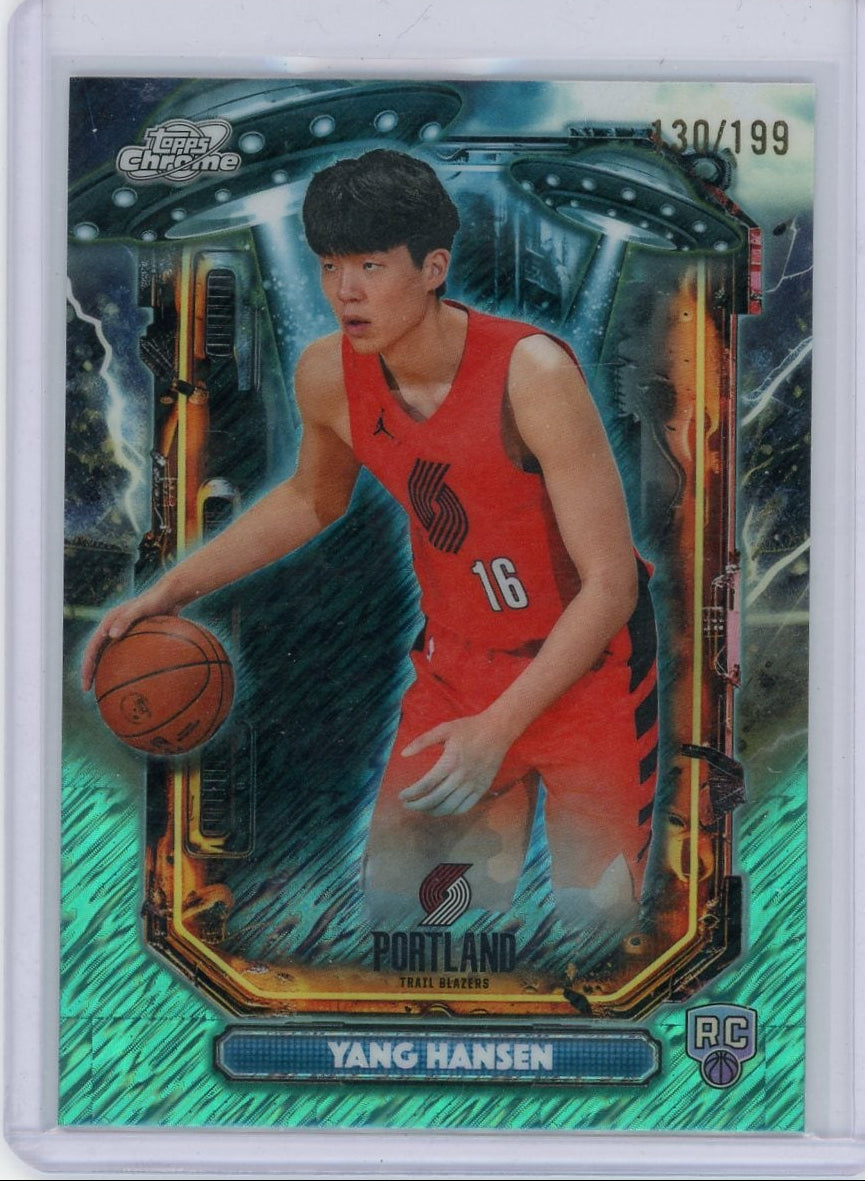 Yang Hansen 2025-26 Topps Chrome Cosmic Extraterrestrial Talent Aqua Refractor RC #'d 130/199